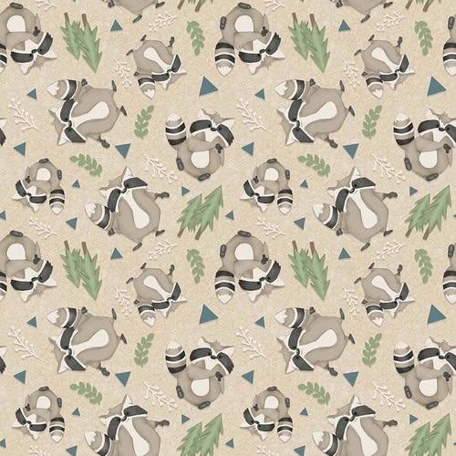 Dream Big Little One - Tossed Raccoons - Beige - Q-909-44 - Shelly Comiskey