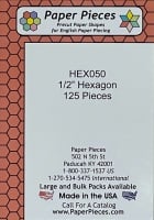 <!-- 0003 -->½" Hexagon Paper Pieces - 125 pieces (HEX050)