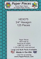 <!-- 0005 -->¾" Hexagon Paper Pieces - 125 pieces (HEX075)