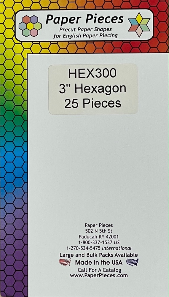 3" Hexagon Paper Pieces - 25 pieces (HEX300)