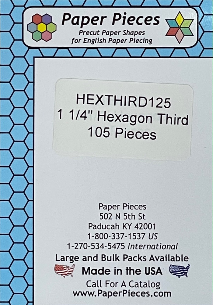 1 ¼" Hexagon Third Paper Pieces - 105 pieces (HEXTHIRD125)