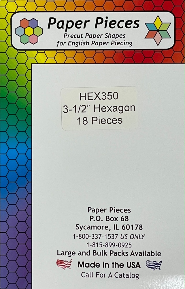 3 ½" Hexagon Paper Pieces - 18 pieces (HEX350)