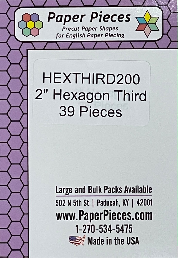 2" Hexagon Third Paper Pieces - 39 pieces (HEXTHIRD200)