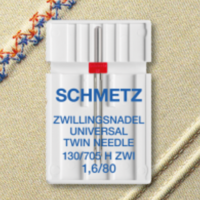 <!--120-->Twin Universal Needle - Size 1.6/80 - Schmetz