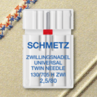 <!--150-->Twin Universal Needle - Size 2.5/80 - Schmetz