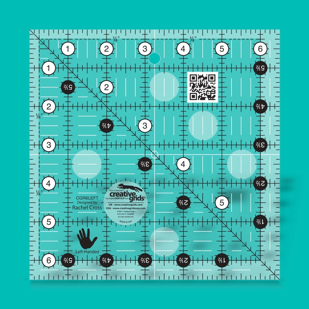 Patchwork Ruler - 6 ½" x 6 ½" Left-Handed - CGR6LEFT - Creative Grids