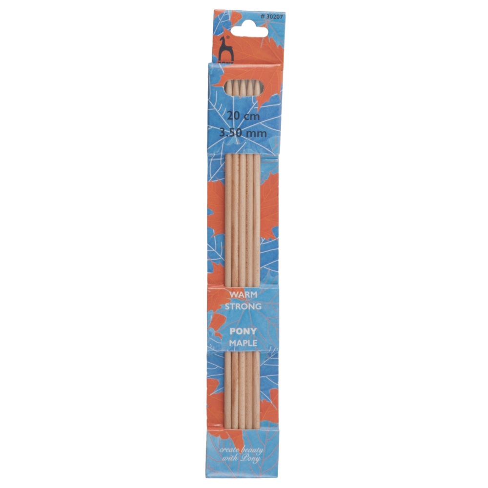 Double-Ended Knitting Pins - Maple - 3.50mm x 20cm - Set of Five - Pony Maple (P30207)