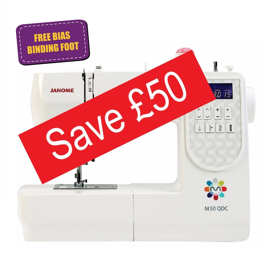 Janome M50 QDC - save £50 (usual price £649) plus free bias binding foot