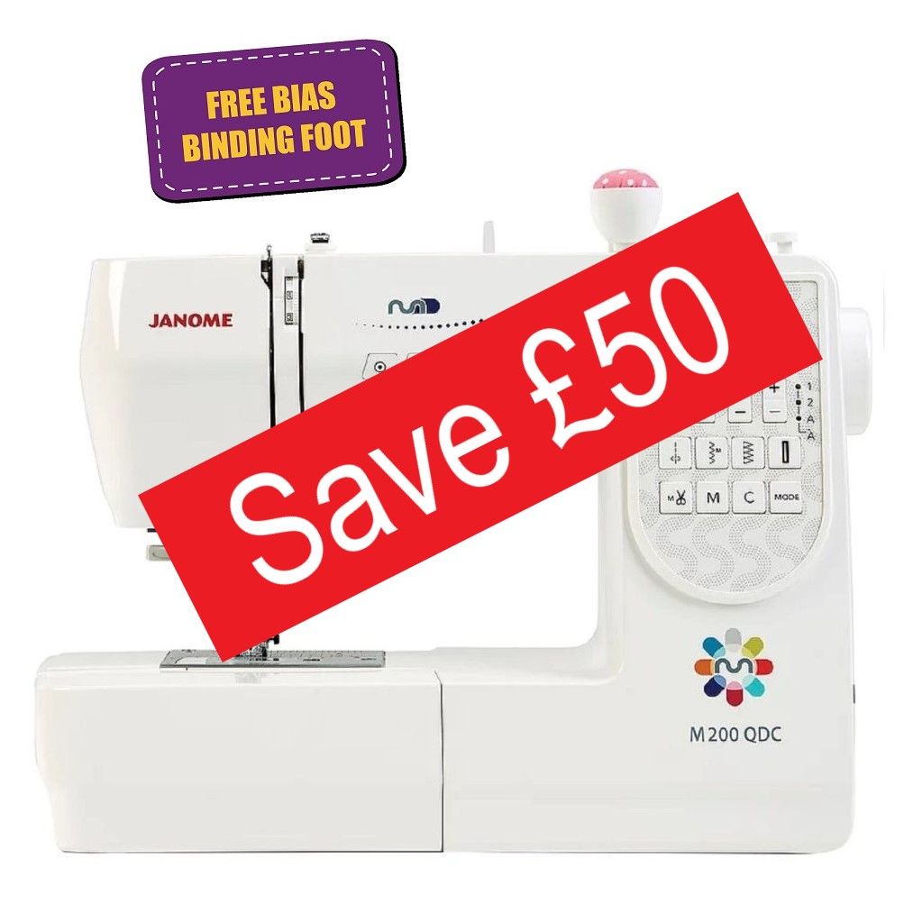 Janome M200 QDC - save £50 (usual price £749) plus free bias binding foot