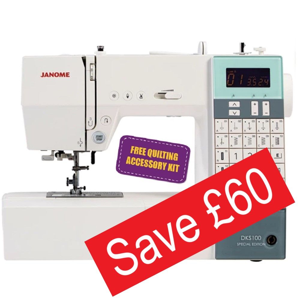 Janome DKS100 SE - save £60 (usual price £659) plus free quilting accessories kit worth £142