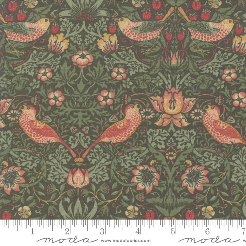 Last Fat Quarter - Best Of Morris Fall - Strawberry Thief 1883 - 33490 19 (Pine) - Moda Fabrics