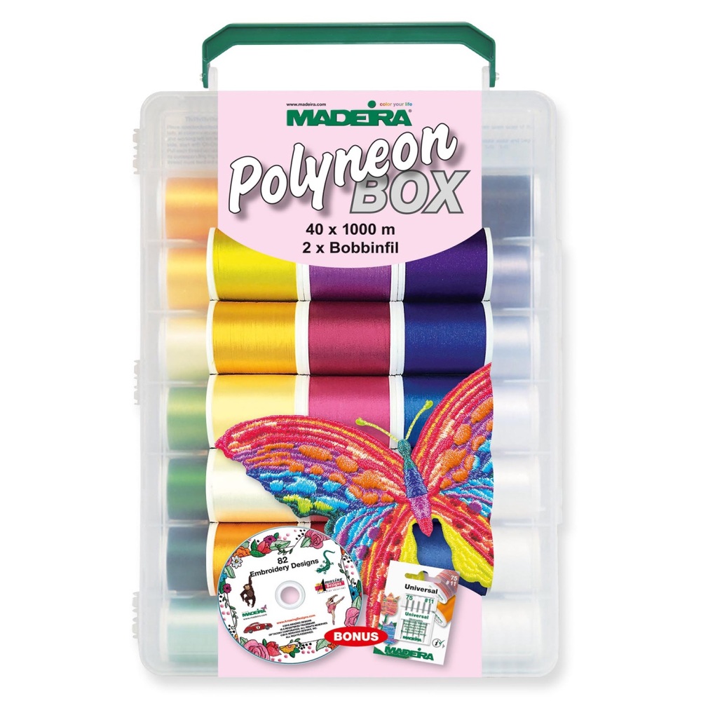 Madeira Embroidery Threads Soft Box - Polyneon - 40 x 1000m Spools (No. 8086)