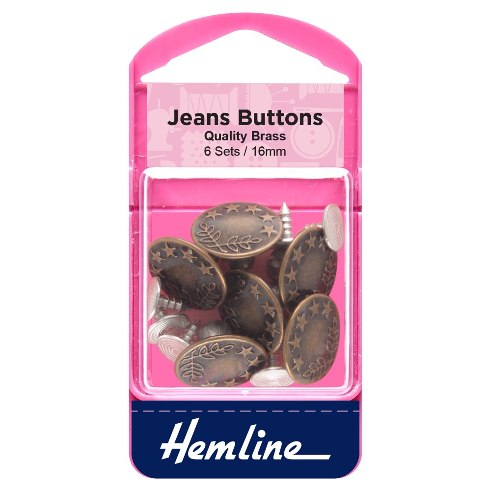 Jeans Buttons - Bronze - 16mm - Hemline (H466/BRO)