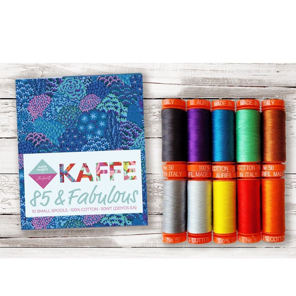 Aurifil Designer Collection - 85 & Fabulous by Kaffe Fassett - 10 Small Spools of Cotton 50wt