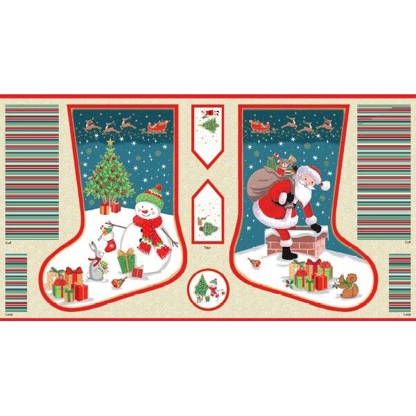 Makower - Merry Christmas Large Stocking Panel - 2488/1