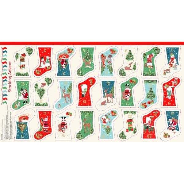 Makower - Merry Christmas Mini Stocking Panel - 2487/1