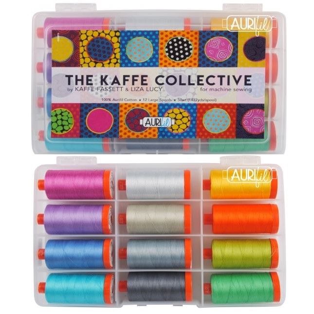 Aurifil Designer Collection - The Kaffe Collective by Kaffe Fassett & Liza Lucy - 12 Large Spools of Cotton 50wt