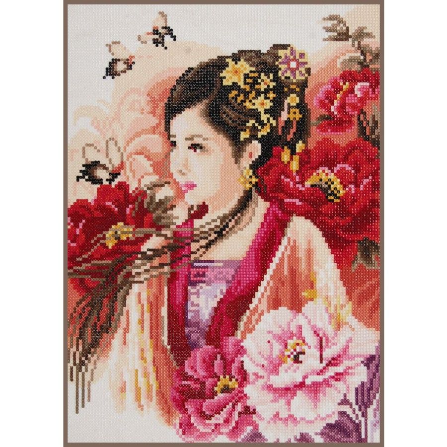 Diamond Painting kit - Asian Lady In Pink (Vervaco / LanArte)