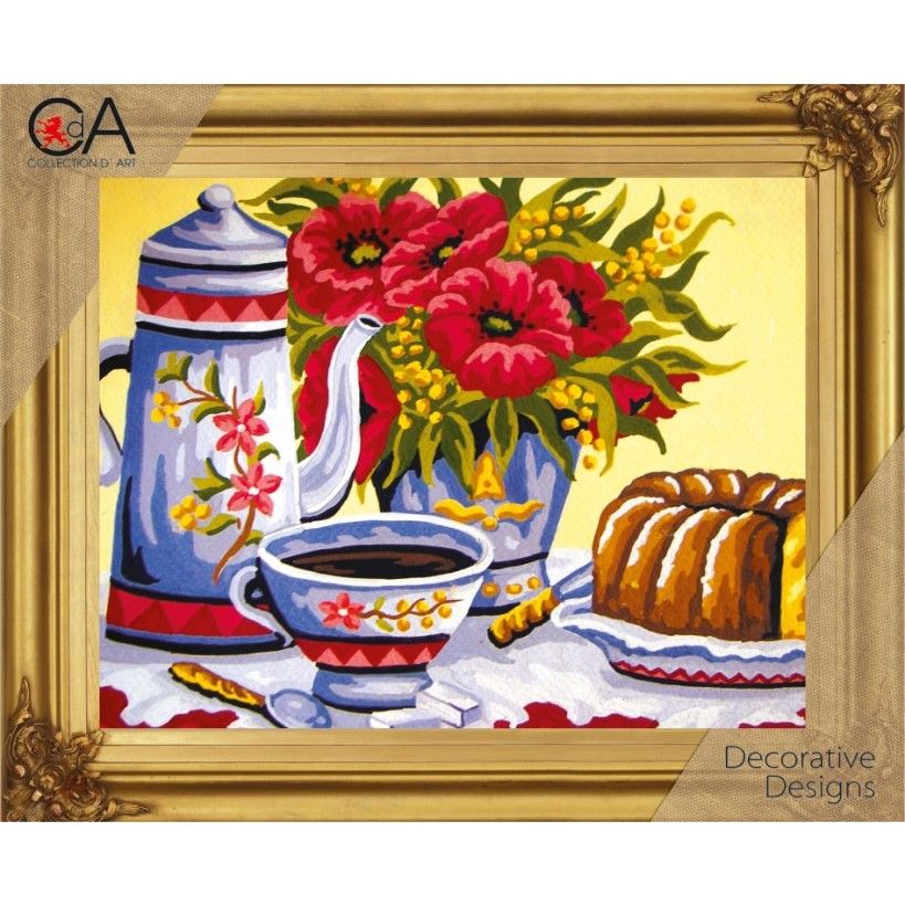 Tapestry Kit - Poppies at Coffee Time - Collection d'Art CD6234K (Last One - Now Discontinued)