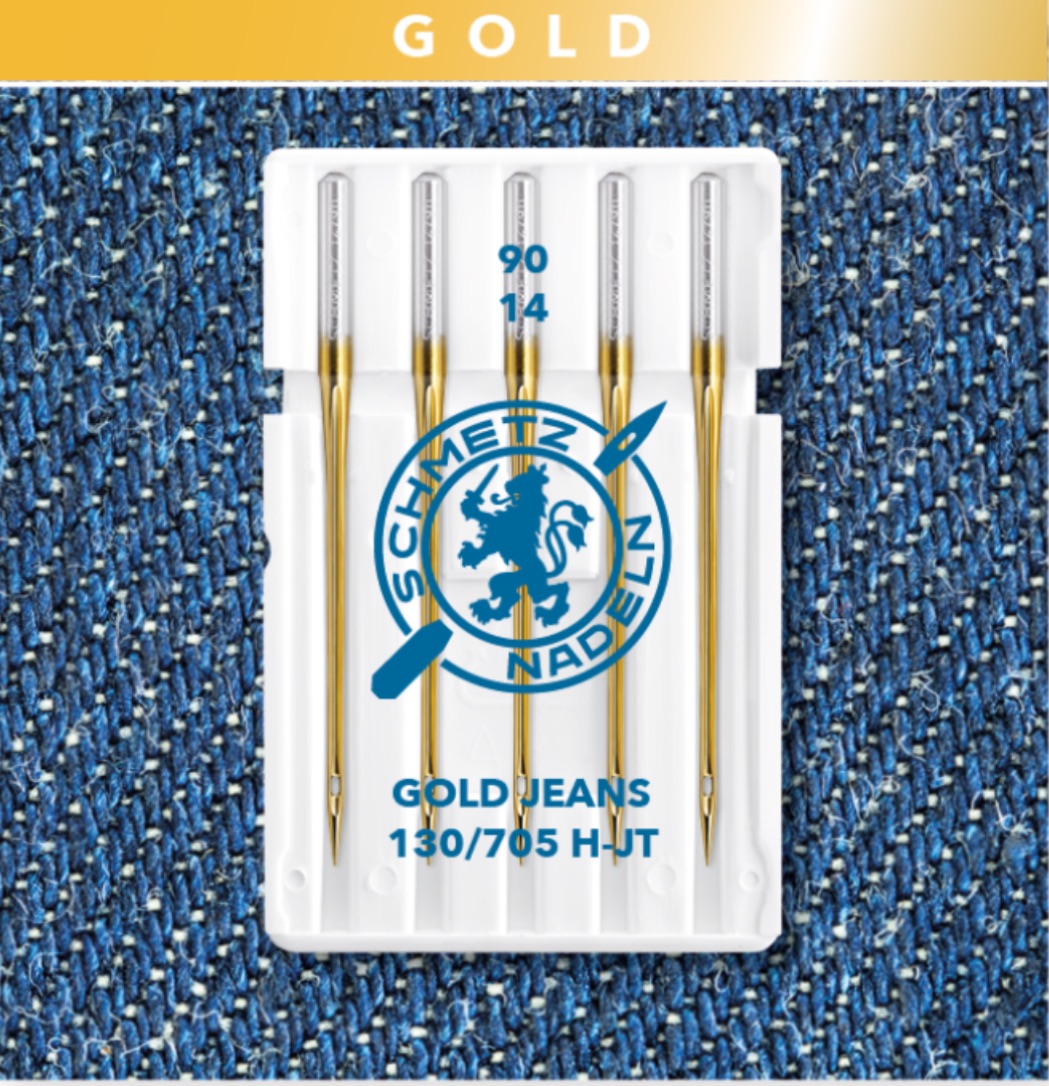 <!--012-->Gold Jeans / Denim  Needles - Size 90/14 - Pack of 5 - Schmetz
