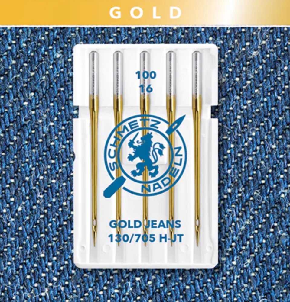 <!--017-->Gold Jeans / Denim  Needles - Size 100/16 - Pack of 5 - Schmetz