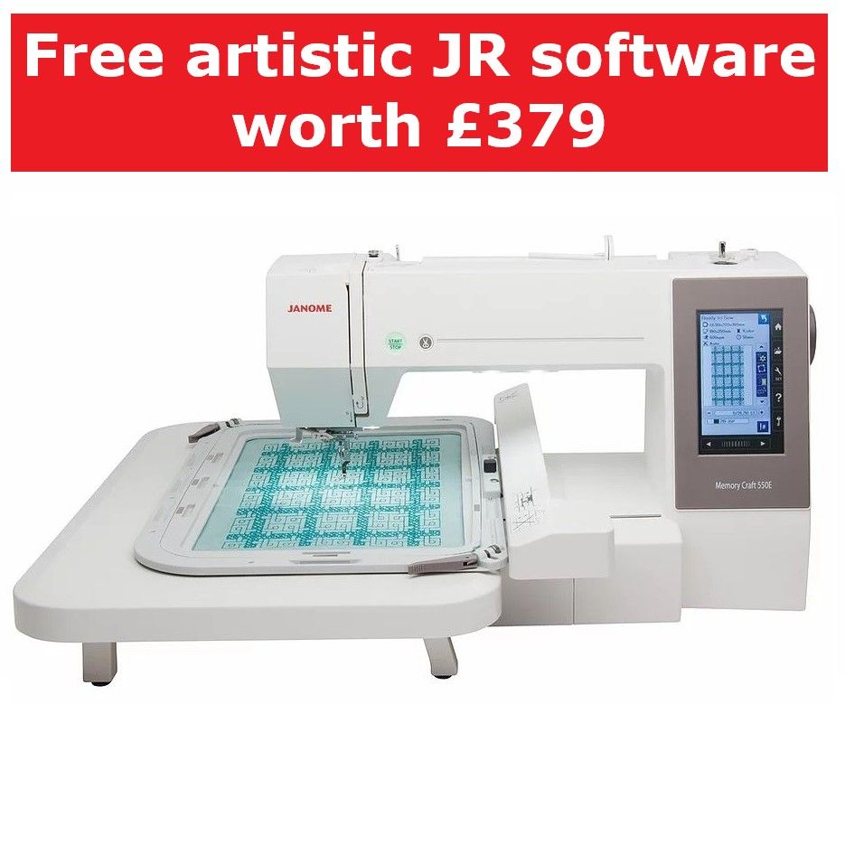 Janome Memory Craft 550E - free Artistic JR software wrth £379