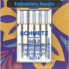<!--025-->Gold Embroidery Needles - Size 90/14 - Pack of 5 - Schmetz