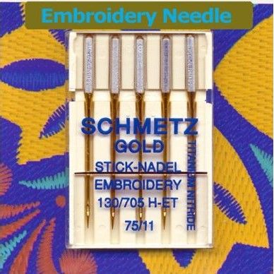 Gold Embroidery Needles - Size 75/11 - Pack of 5 - Schmetz