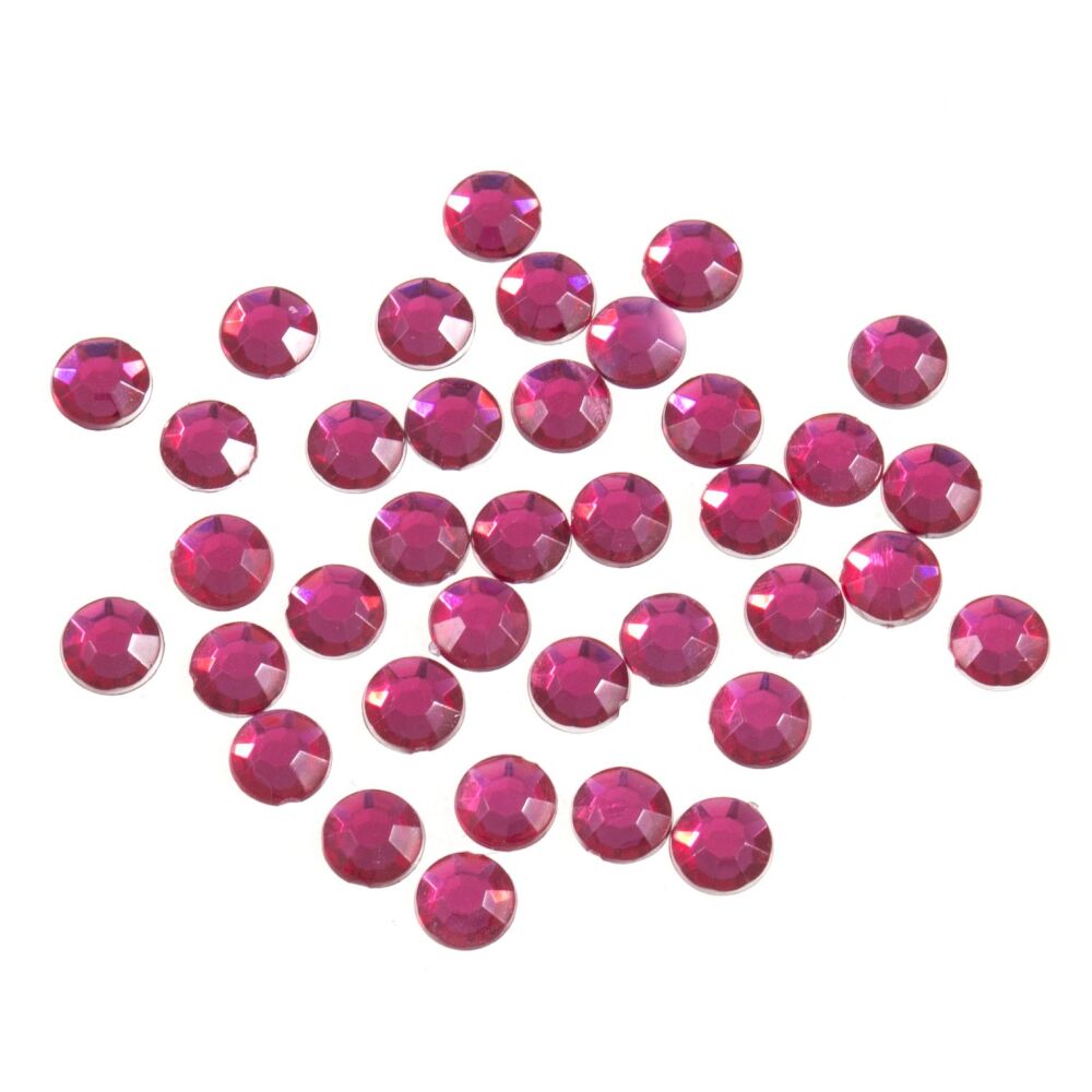 Acrylic Stones - Glue-On - Round - 7mm - Cerise - Trimits (B6014/7) AVAILABLE WHILST STOCKS LAST