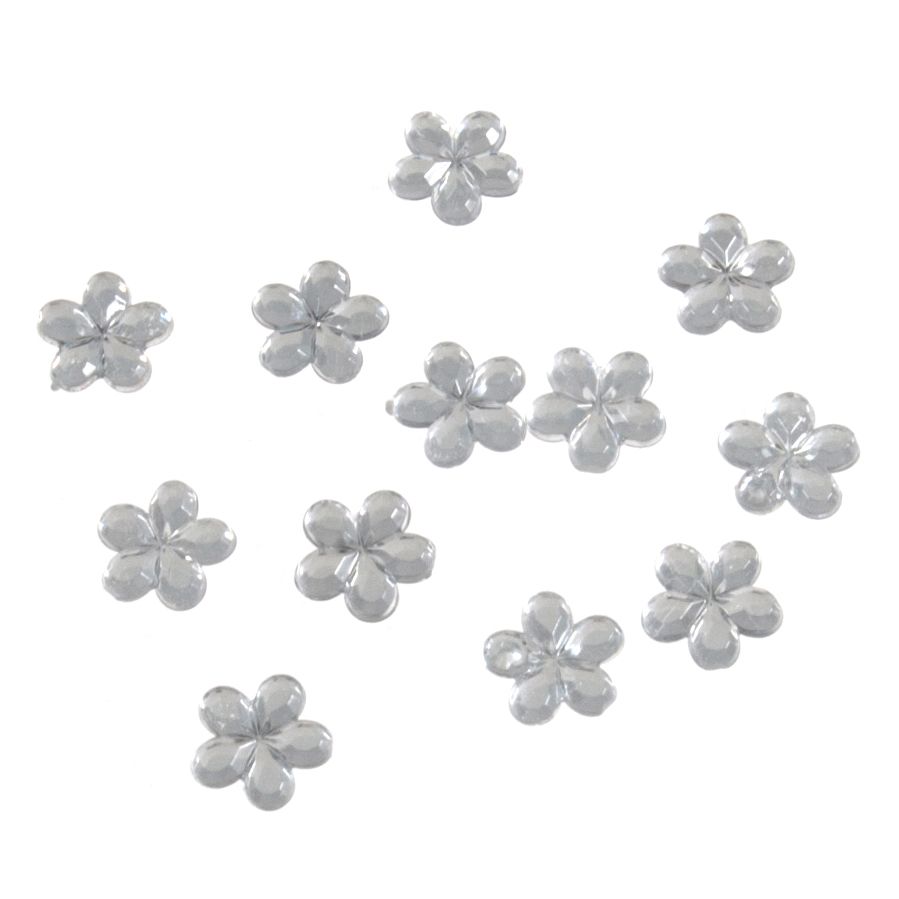 Acrylic Stones - Glue-On - Flower - Clear - Trimits (B6043/1) AVAILABLE WHILST STOCKS LAST