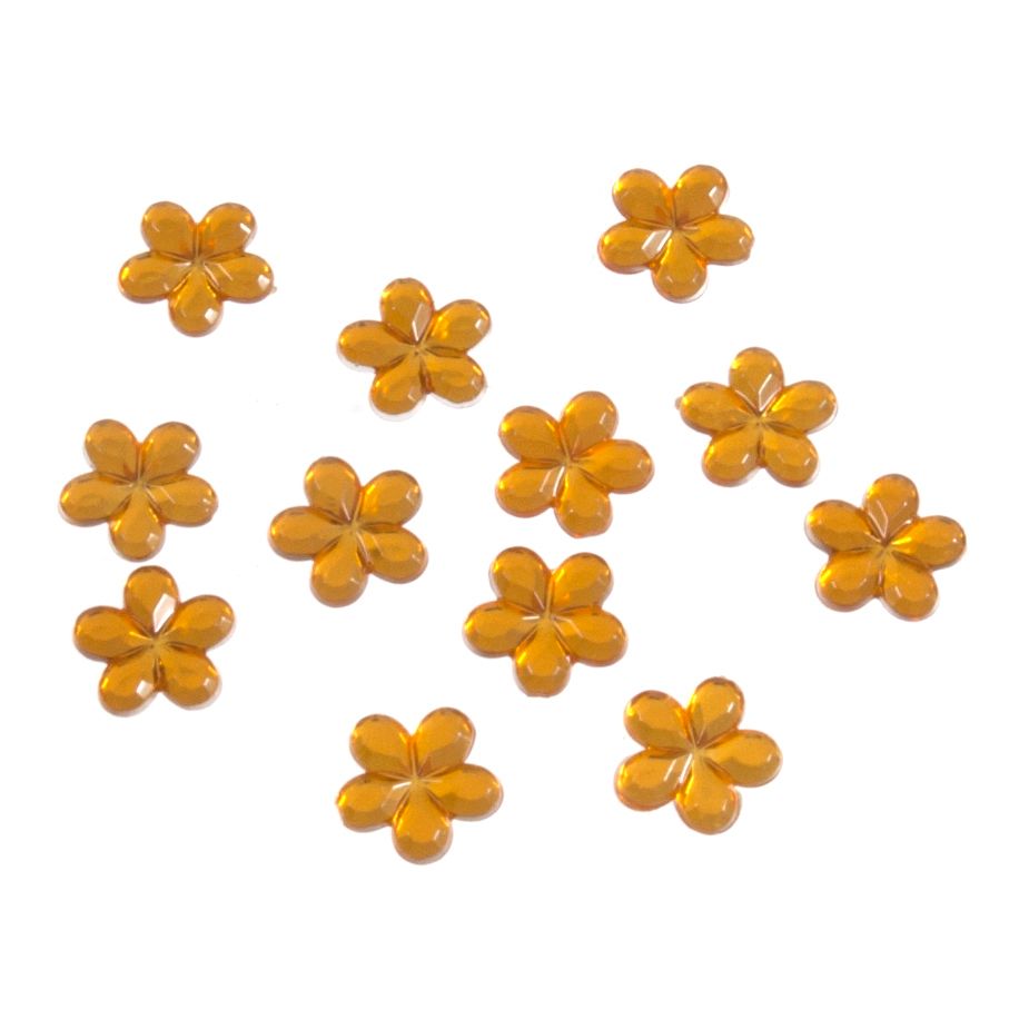 Acrylic Stones - Glue-On - Flower - Gold - Trimits (B6043/4) AVAILABLE WHILST STOCKS LAST