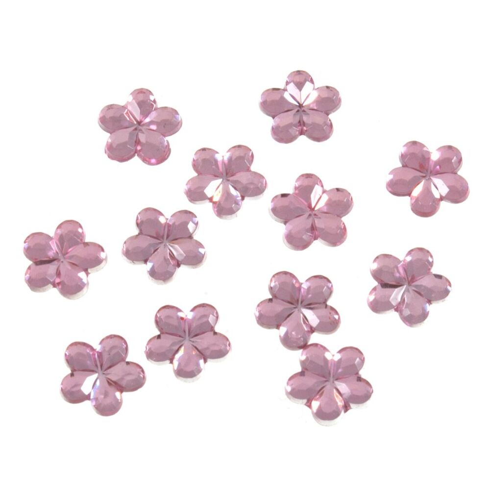 Acrylic Stones - Glue-On - Flower - Pink - Trimits (B6043/6) AVAILABLE WHILST STOCKS LAST