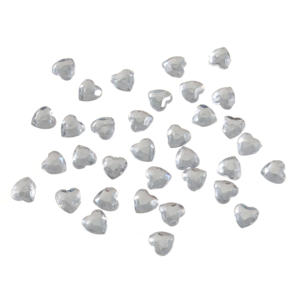 Acrylic Stones - Glue-On - Heart - 6mm - Clear - Trimits (B6041/1)