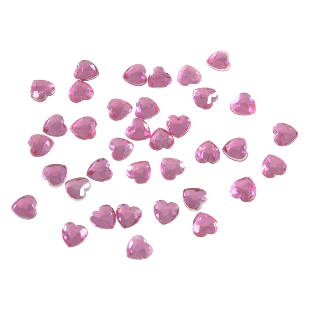 Acrylic Stones - Glue-On - Heart - 6mm - Pink - Trimits (B6041/6)