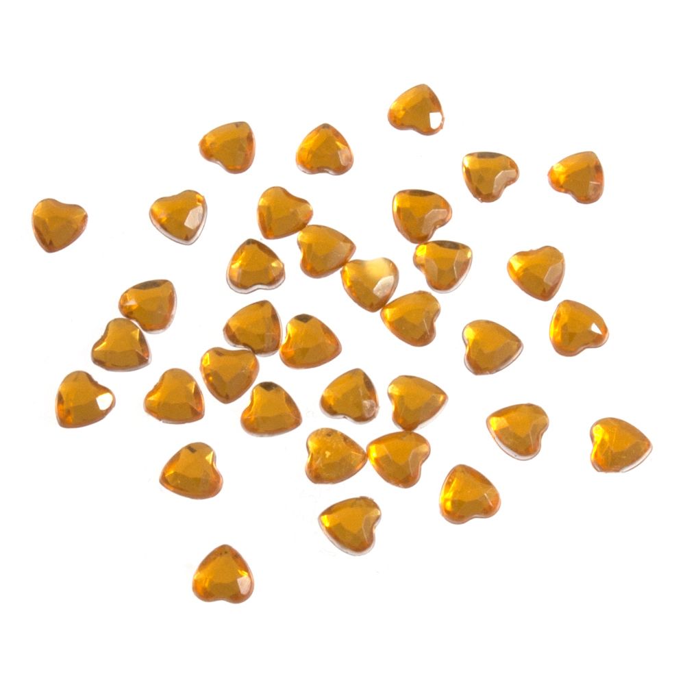Acrylic Stones - Glue-On - Heart - 6mm - Gold - Trimits (B6041/4)