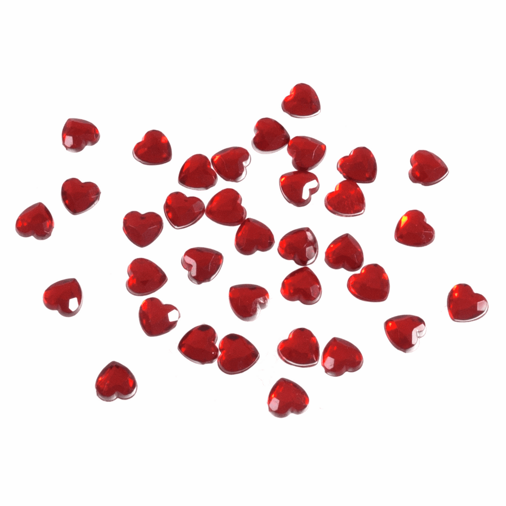 Acrylic Stones - Glue-On - Heart - 6mm - Red - Trimits (B6041/8) AVAILABLE WHILST STOCKS LAST