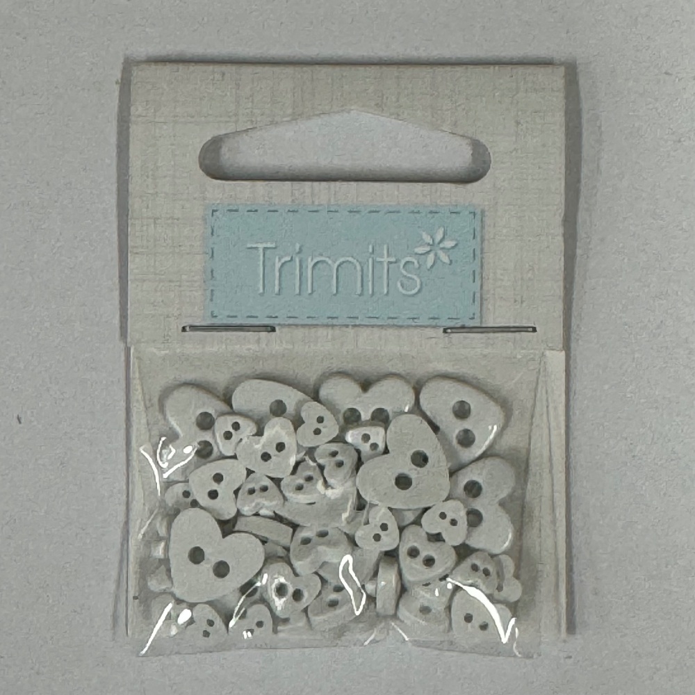 Mini Craft Buttons - Hearts - White - Trimits (B6166/1)