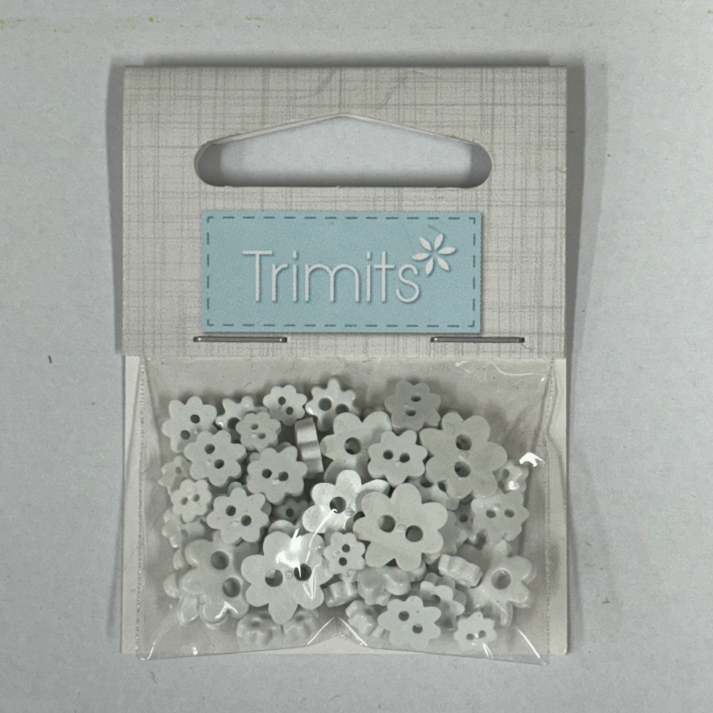 Mini Craft Buttons - Flowers - White - Trimits (B6168/1)