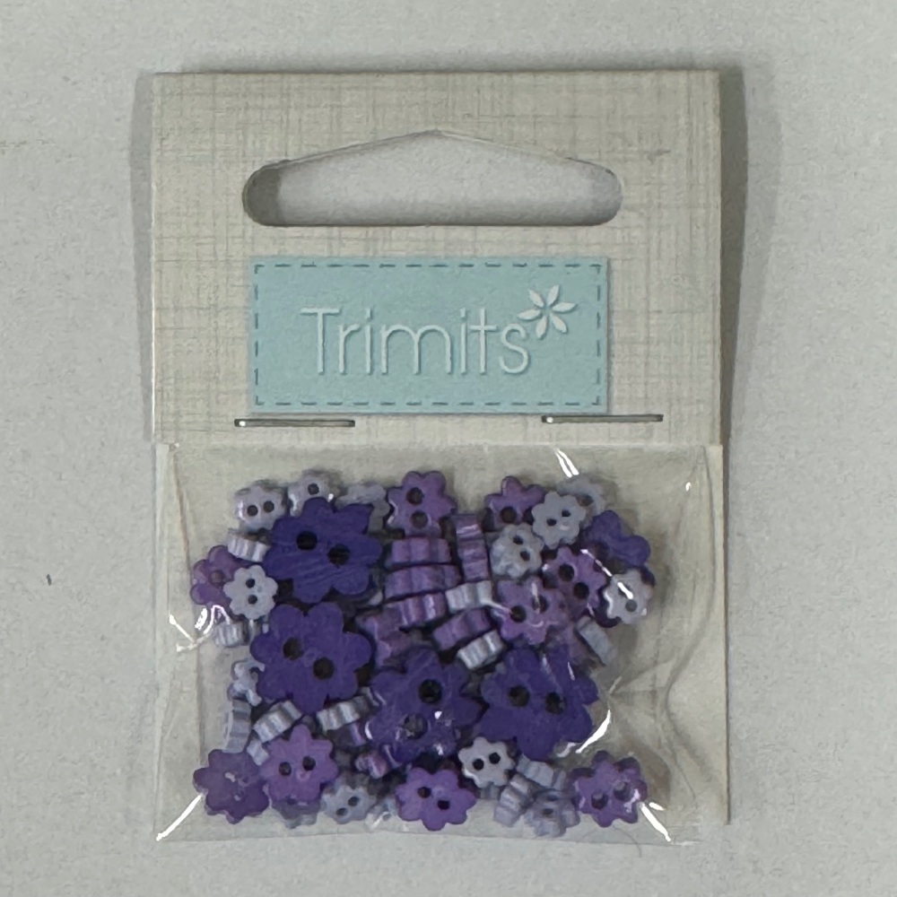 Mini Craft Buttons - Flowers - Lilac - Trimits (B6168/11)