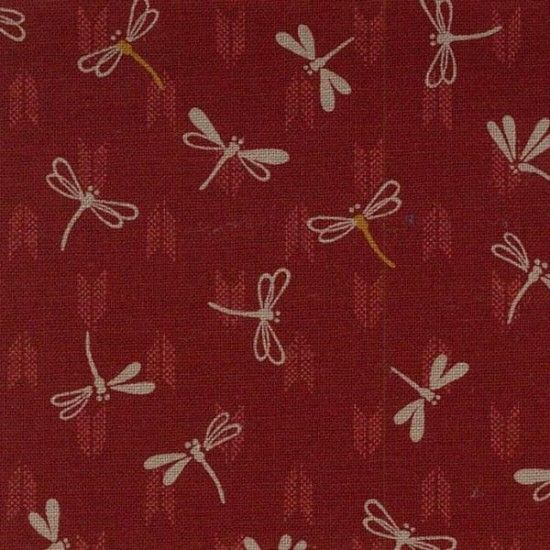 Japanese Fabric - Nara - Dragonflies - Red (No. 101) - Sevenberry Fabrics
