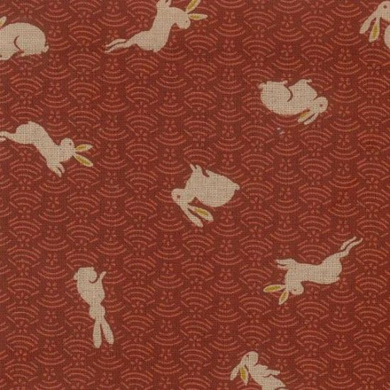 Japanese Fabric - Nara - Rabbits - Red (No. 106) - Sevenberry Fabrics