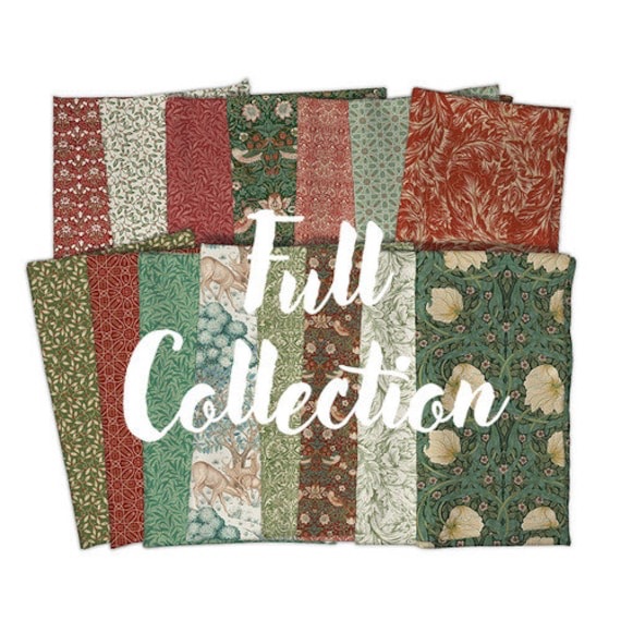 Morris & Co - Cotswold Holiday - Fat Quarter Bundle - Full Collection (15 Fat Quarters) - Free Spirit Fabrics