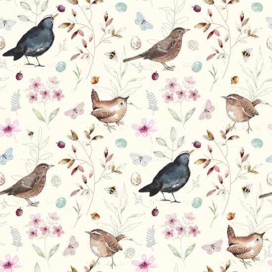 Birdsong - Birds (Cream) - 81050-101 - Nutex Fabrics