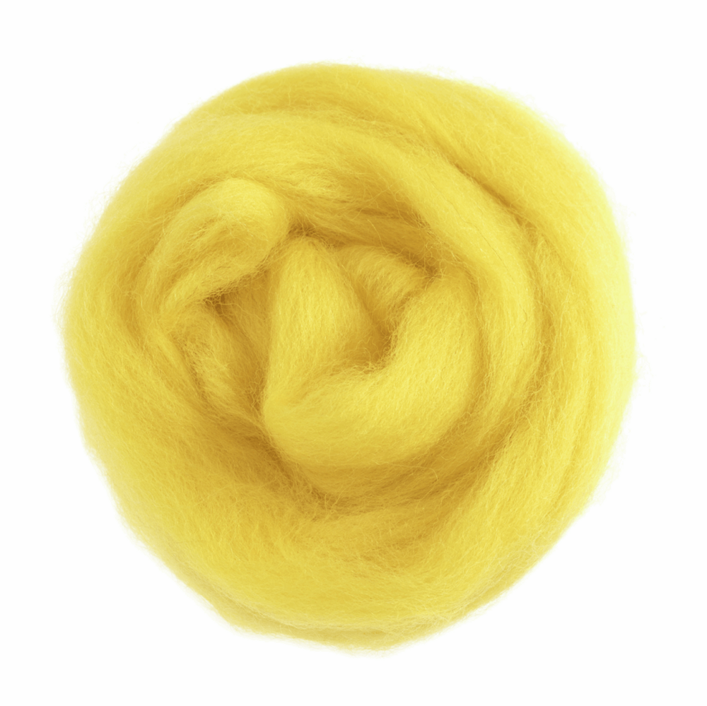 REDUCED TO CLEAR - Natural Wool Roving - Bright Yellow - 10g