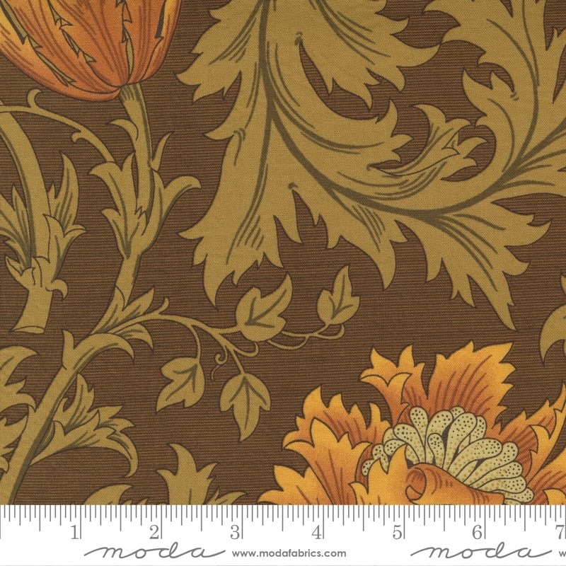 Last Fat Quarter - Best Of Morris by Barbara Brackman - Anemone - No. 8366 17  (Brown) - Moda Fabrics