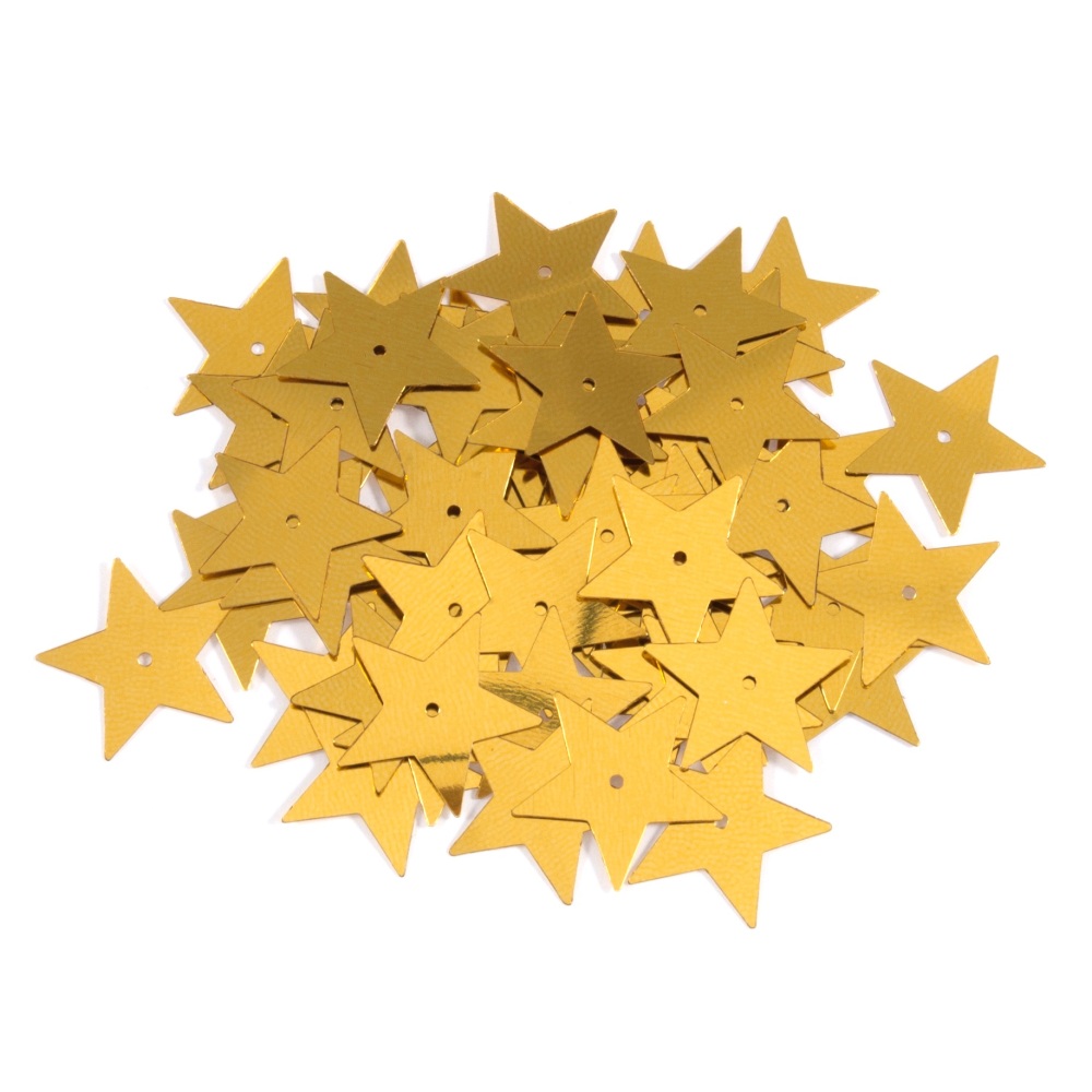 Sequins - Stars - 20mm - Gold - Pack of 30 (approx) -  Trimits (104/ 02)