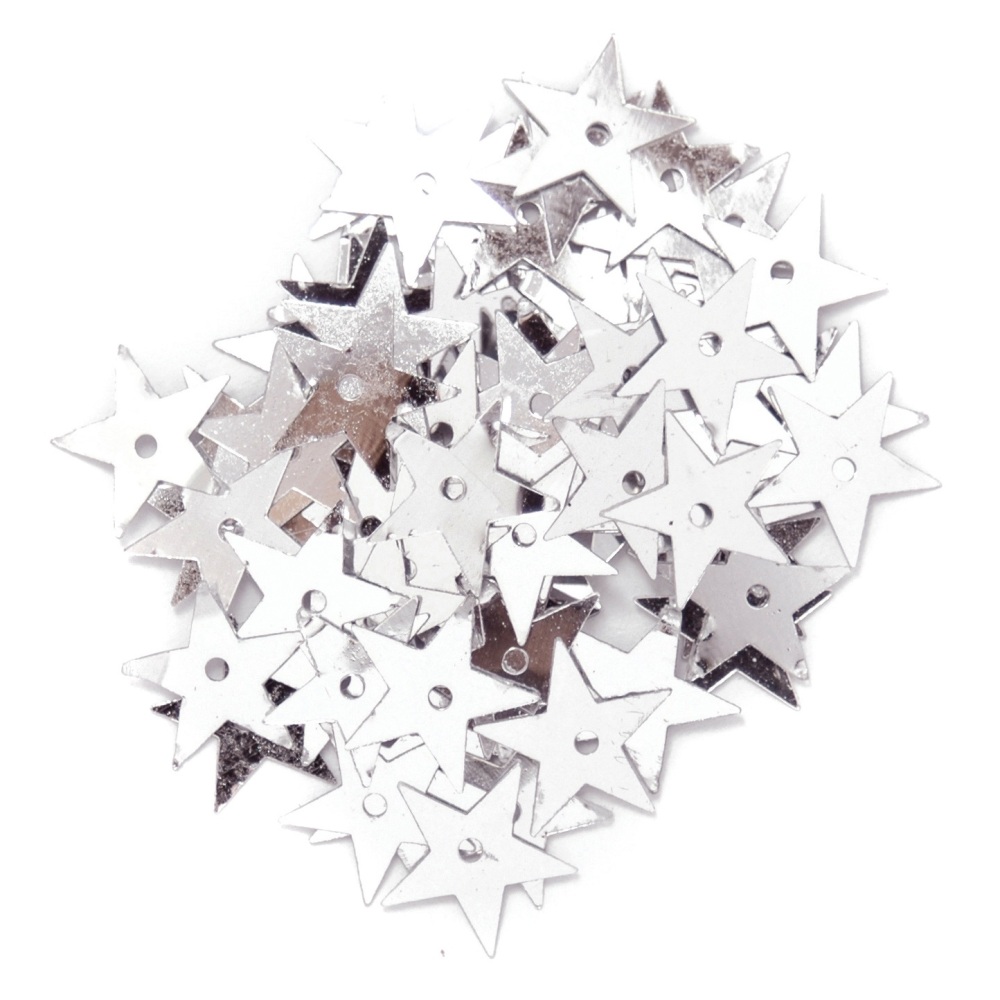 Sequins - Stars - Silver - 10mm - Pack of 30 (approx) - Trimits  (104/ 01)