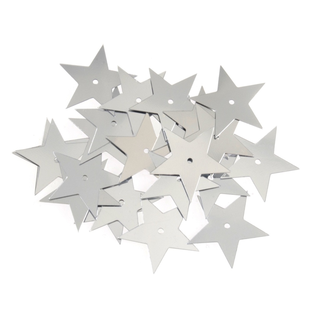 Sequins - Stars - Silver - 28mm - Pack of 23 (approx) - Trimits  (120/ 01)
