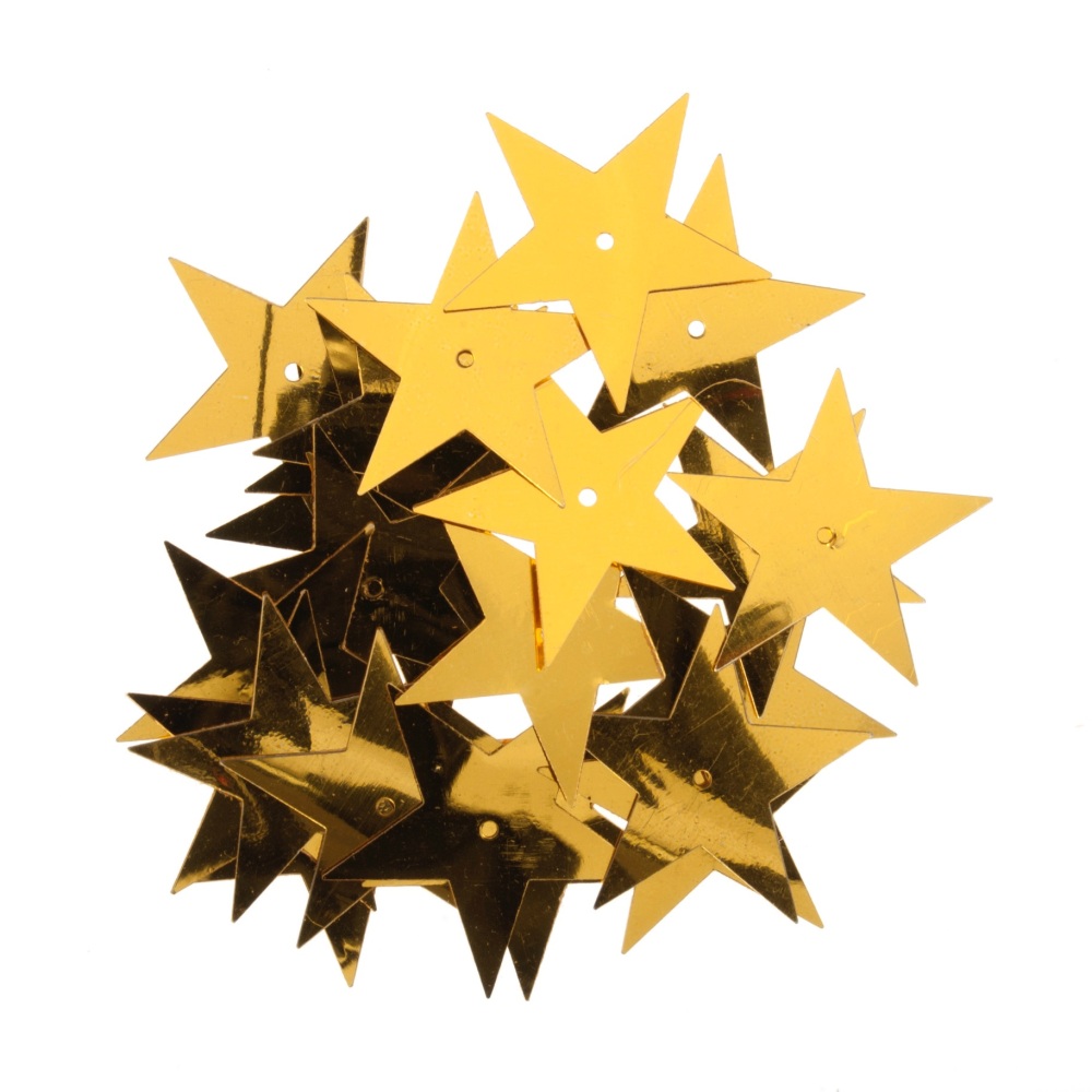 Sequins - Stars - Gold - 28mm - Pack of 23 (approx) - Trimits (120/ 02)