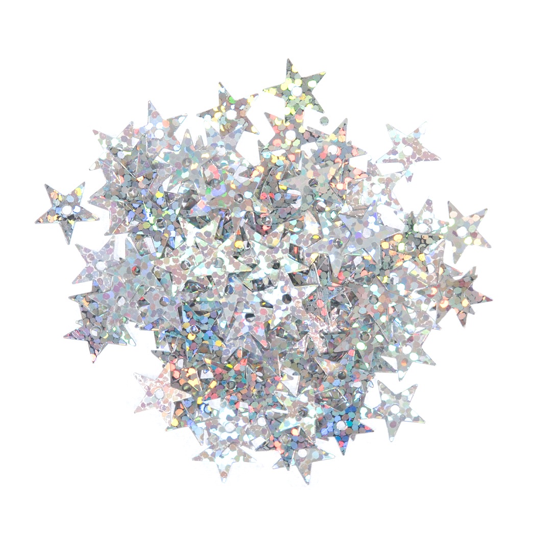 Sequins - Stars - Holographic Silver - 10mm - 3g Pack - Trimits  (TE0009)